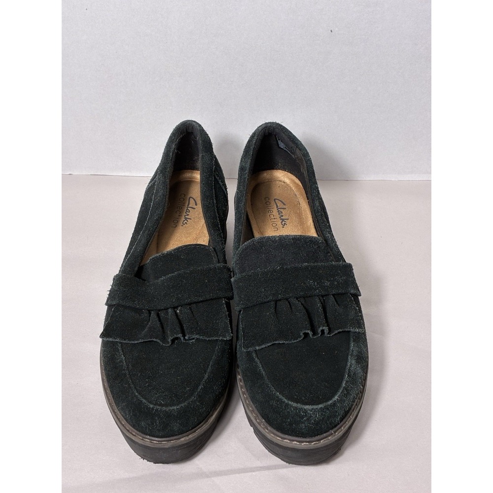 Clark Airabell Slip Loafers Women's Sz 10M Black Retro Goth Suede